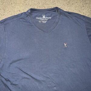 Psycho Bunny Men's T-Shirt Size 2XLT Blue V-Neck Short Sleeve Logo Pima Cotton